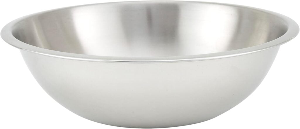 silver metal mixing bowl