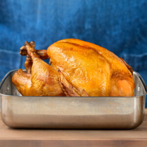 holiday turkey in a roasting pan