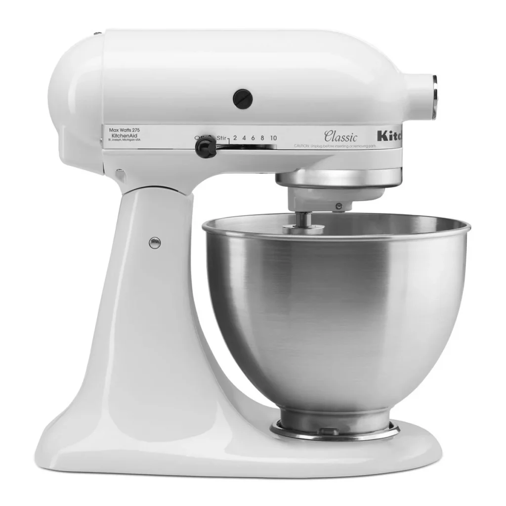white kitchen aid stand mixer