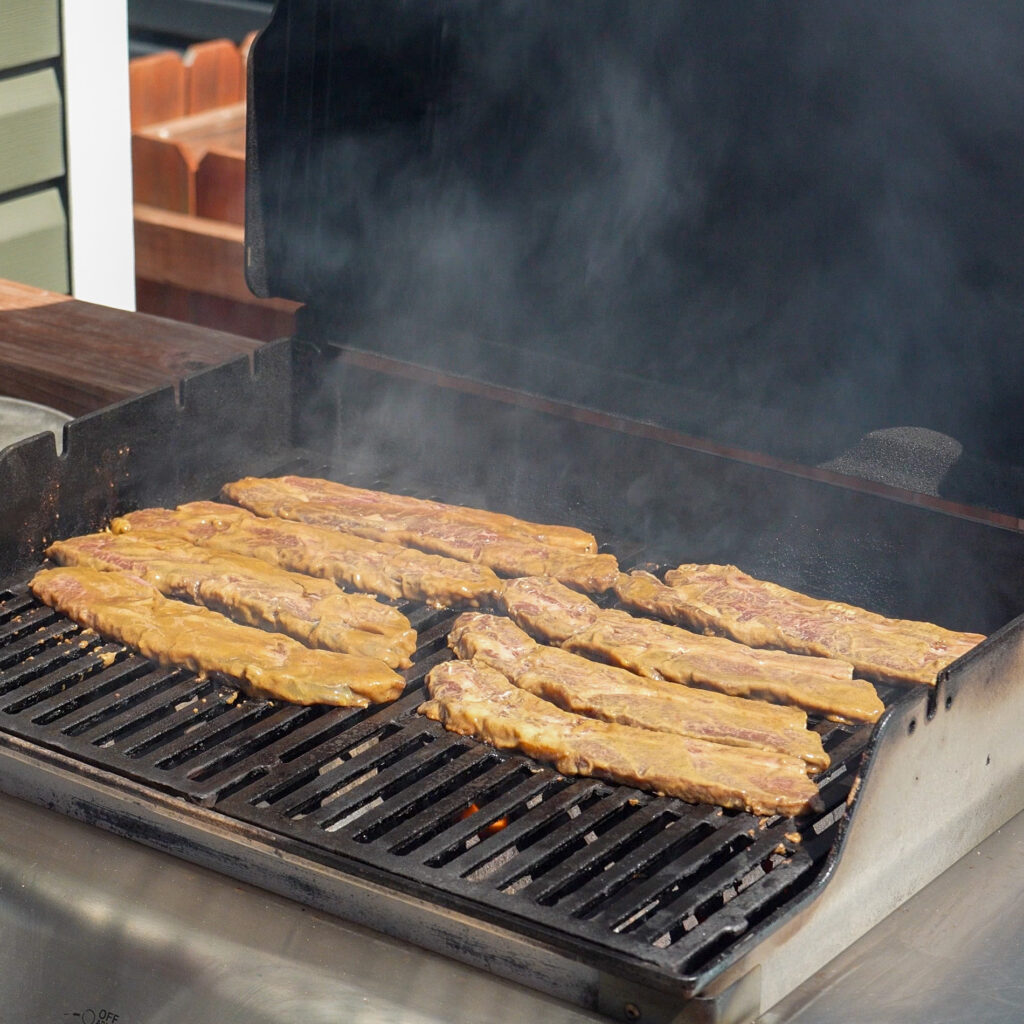 korean galbi short ribs on a grill