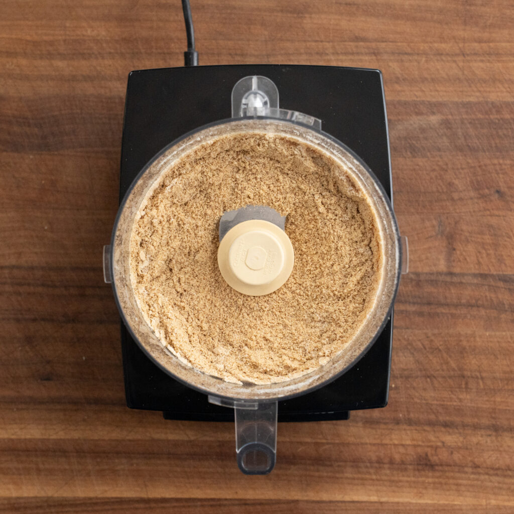 crumbled graham crackers in food processor