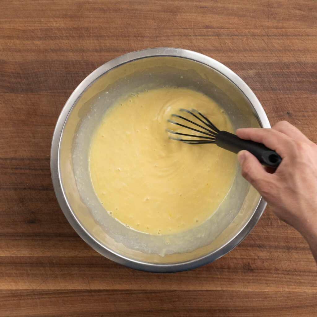 whisking key lime pie filling