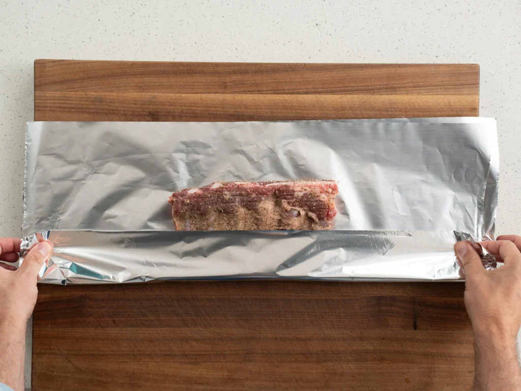 wrapping half slab ribs in foil