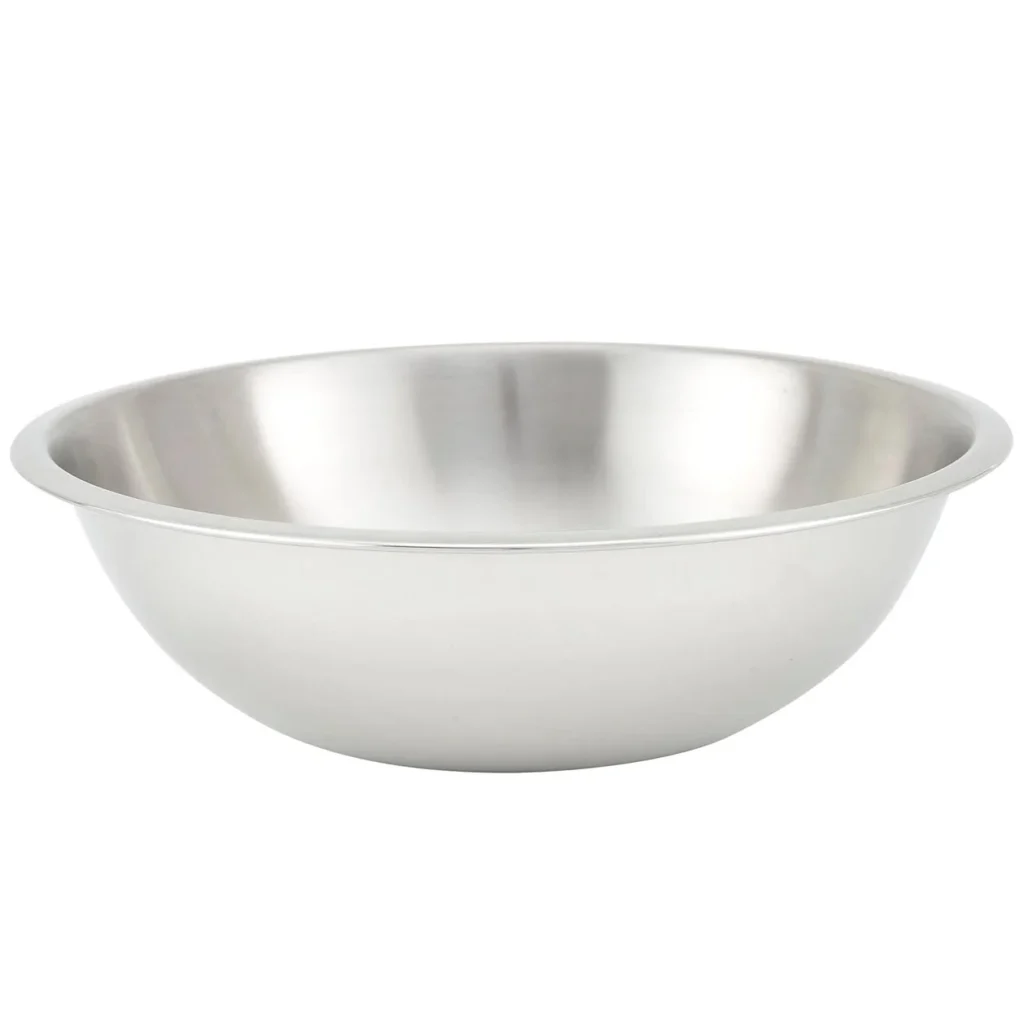 silver metal bowl