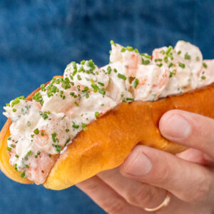 shrimp roll in hand