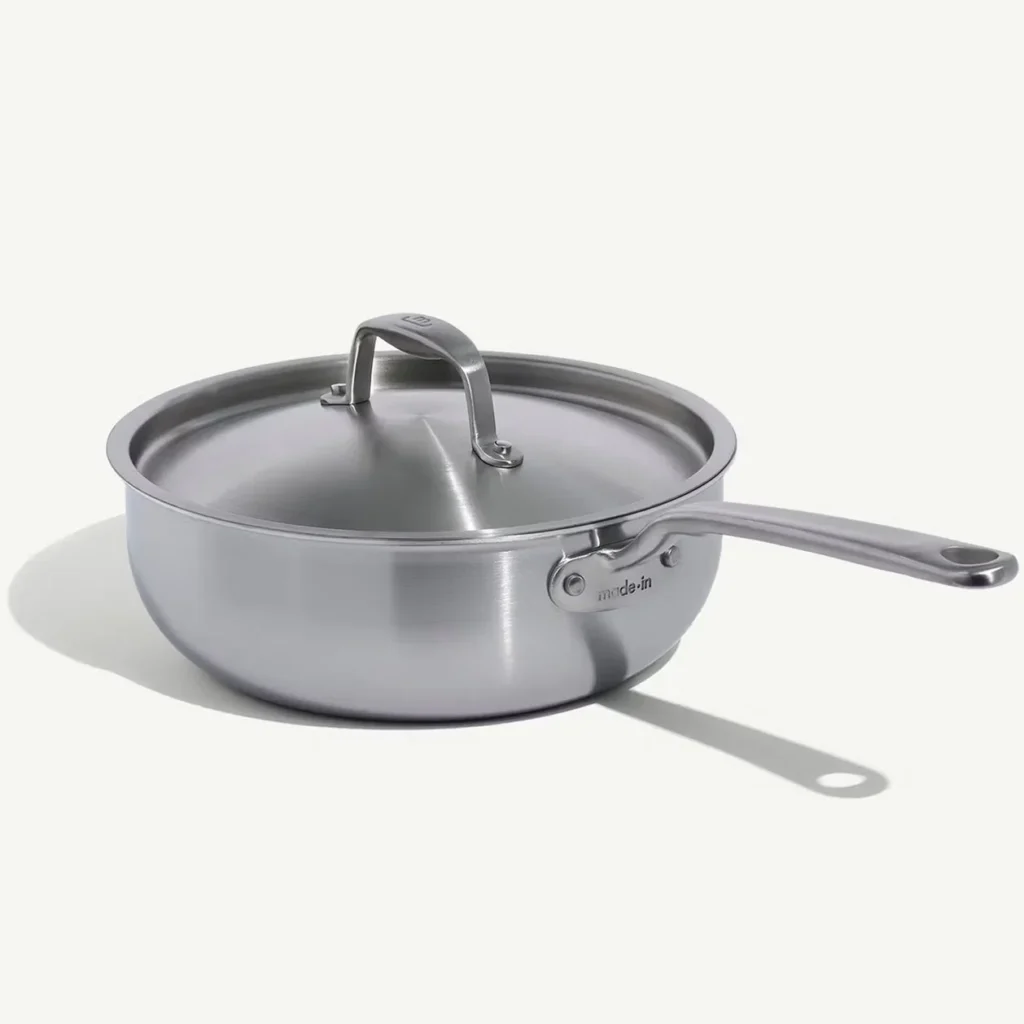 3 qt silver saucier with lid