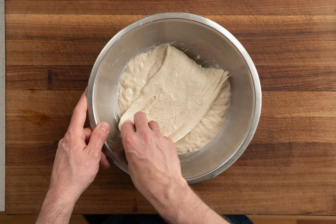 stretch and fold focaccia dough