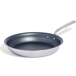 12 inch non stick saute pan on white background