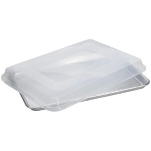 plastic sheet tray lid sitting on top of metal sheet tray