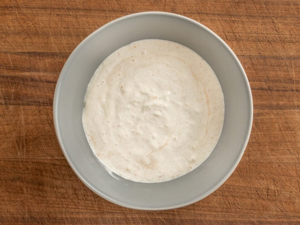 grey bowl filled with horseradish sauce