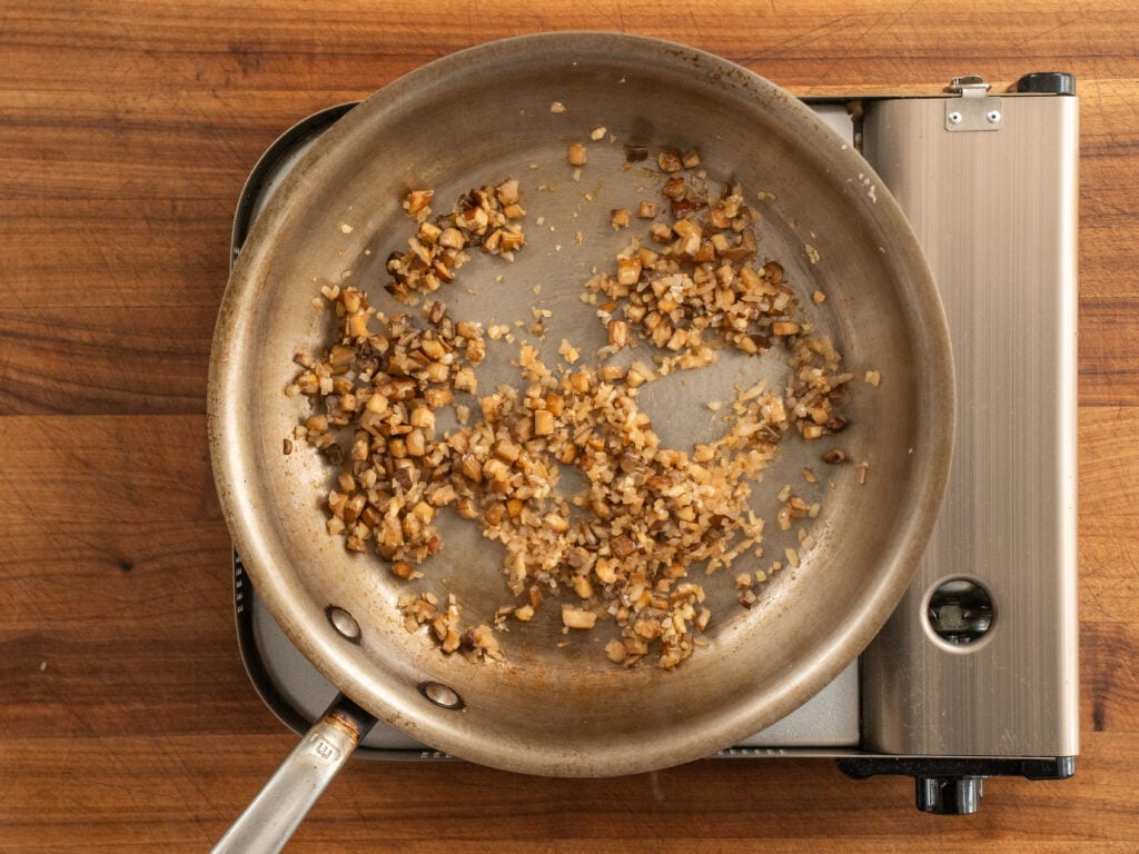 sautéed mushrooms in saute pan