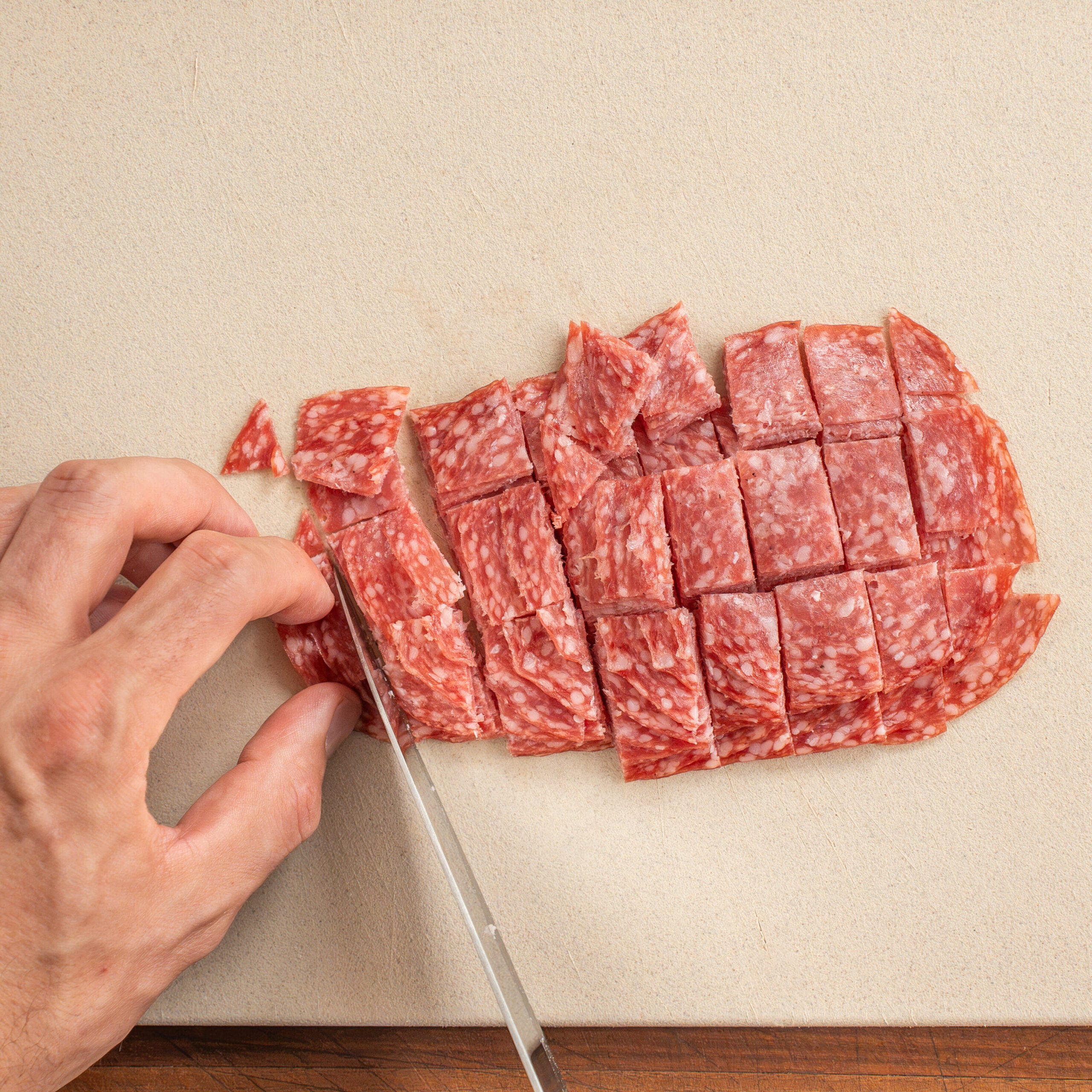 dicing salami