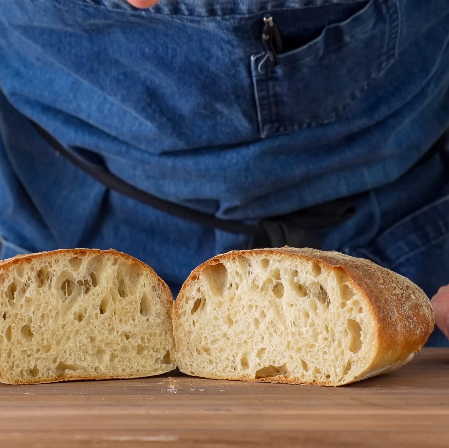 loaf of bread sliced in half