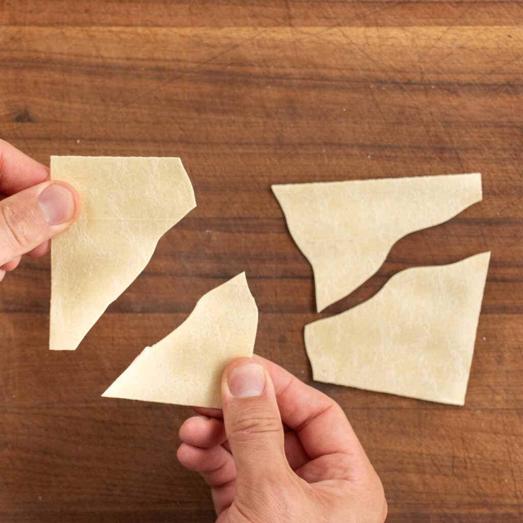 lasagna sheet broken into 4 pieces